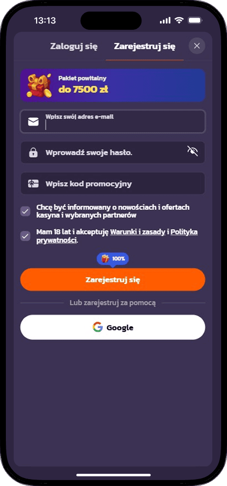 Coolzino Rejestracja